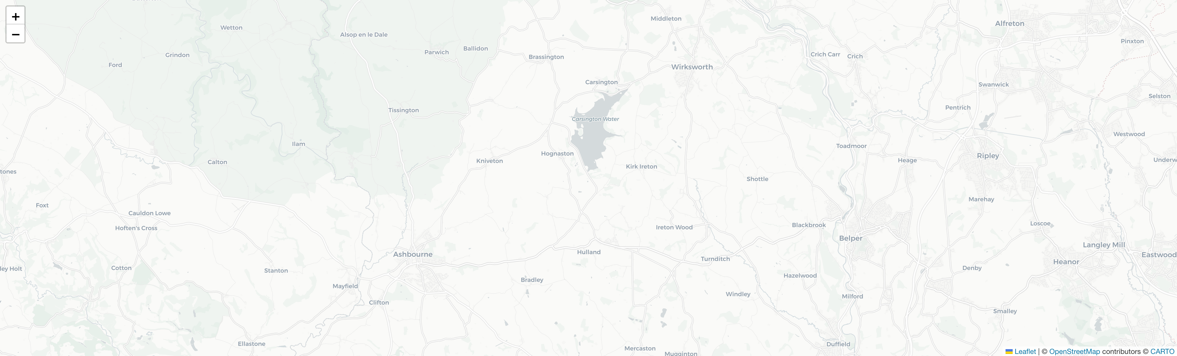 Map showing Dales & Peaks office locations in Chesterfield and Matlock